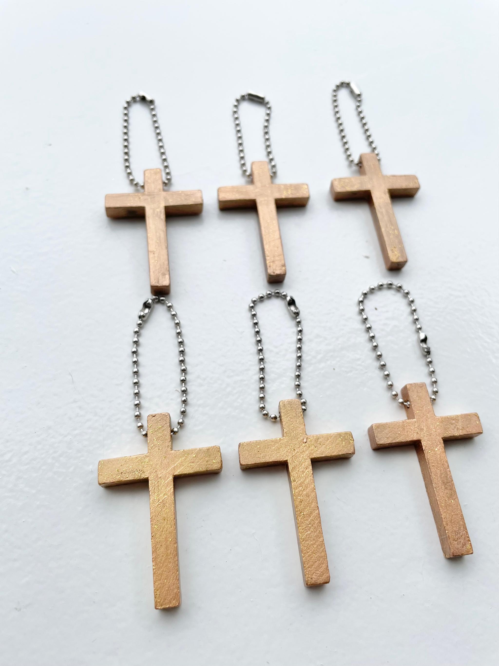 十字架キーホルダー、ハンドペイント、十字架、イエスキリスト、ブロンズ、ゴールド | 4枚目