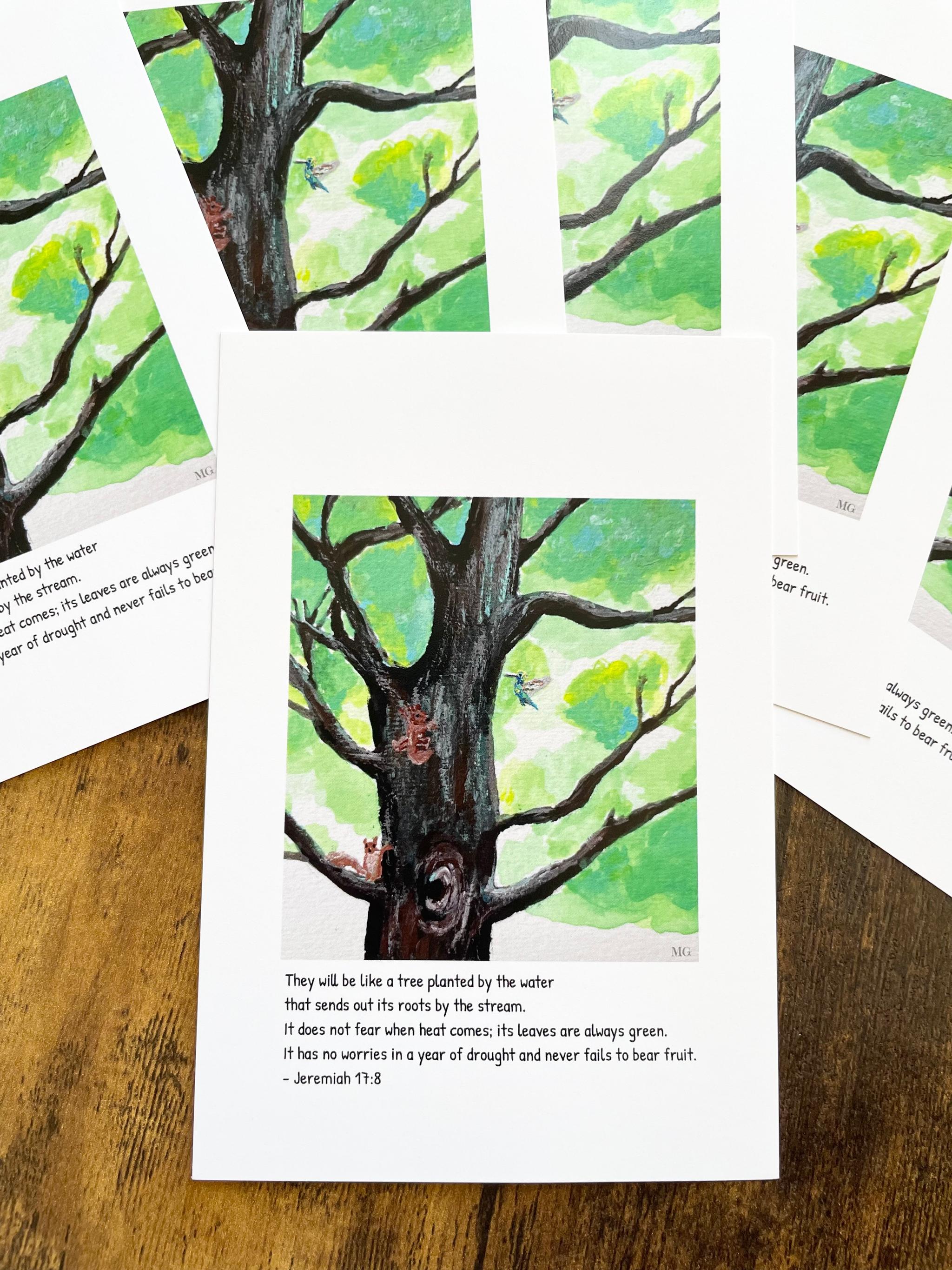 聖書箇所ポストカード,エレミヤ書17:8, 聖書, 海の絵, みことばカード, イエスキリスト1枚目の画像