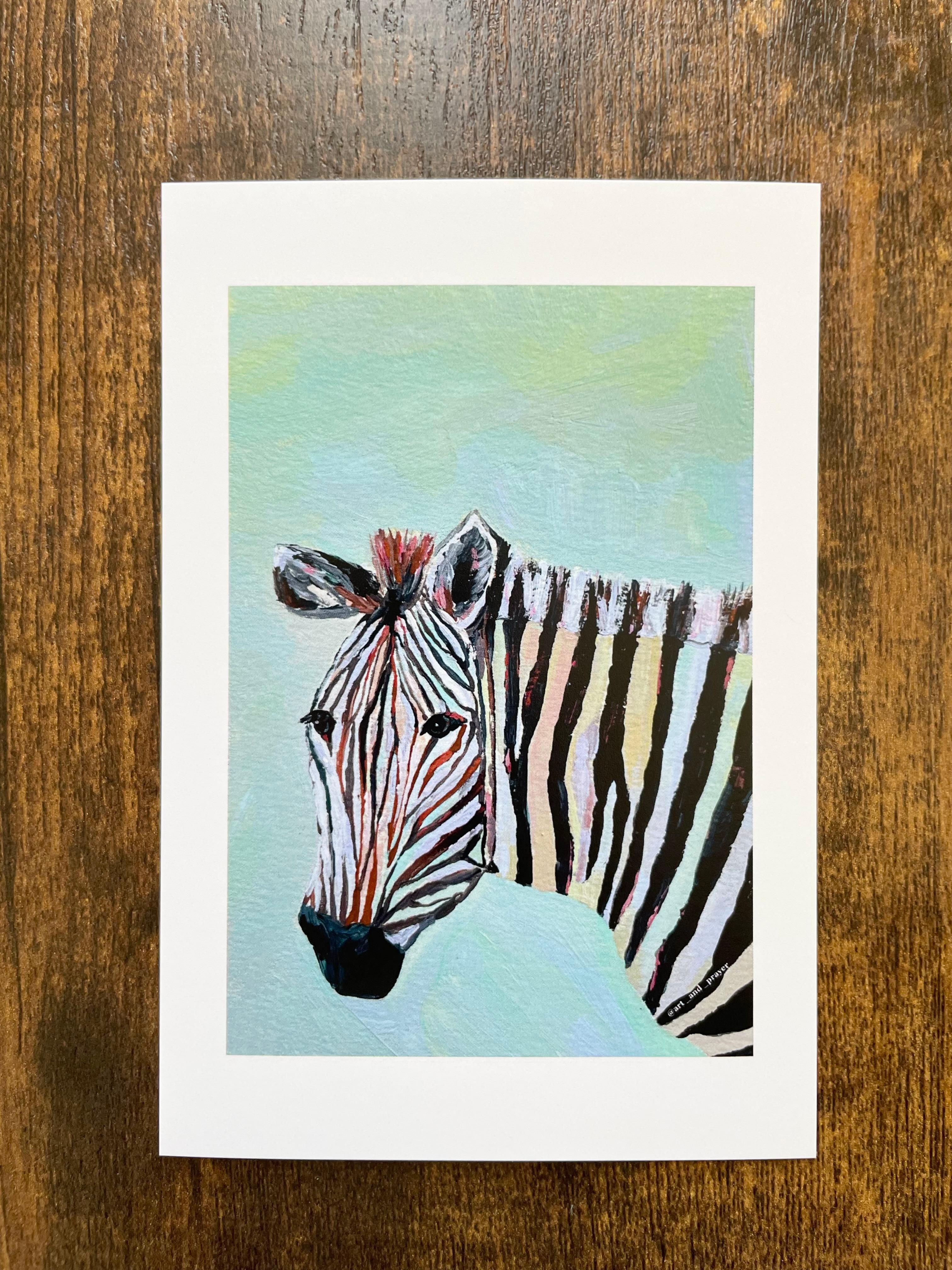シマウマのポストカード, ケニアのアート, アフリカンアニマルアート, しまうま1枚目の画像